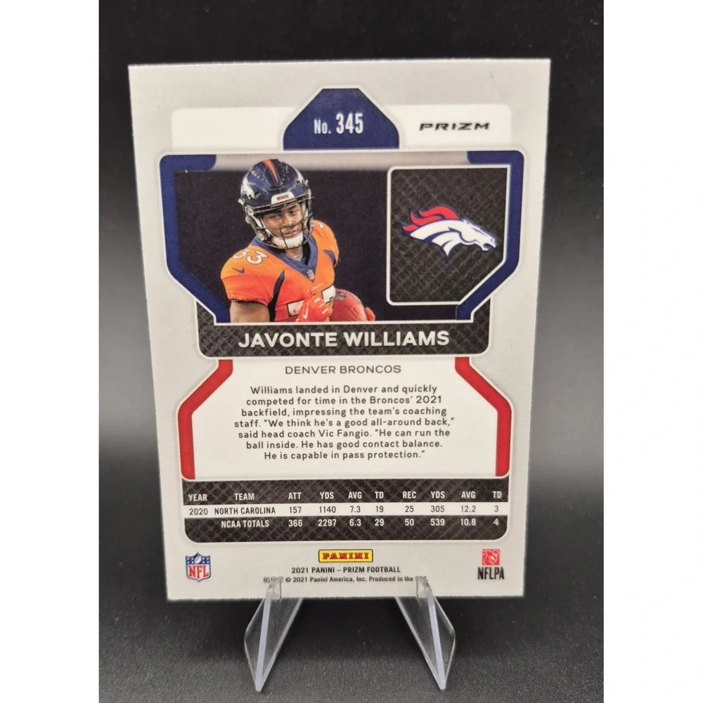 2021 Panini Prizm Javonte Williams #345 Green Pulsar Prizm (RC)  Denver Broncos